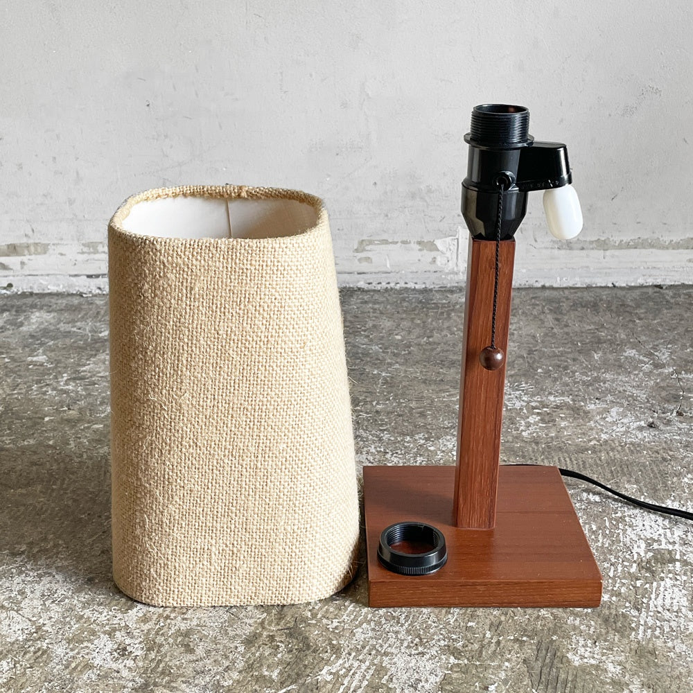 エーフラット a.flat ジュート テーブルランプ 黄麻 麻シェード チーク突板 2灯 LED対応 H44cm ■