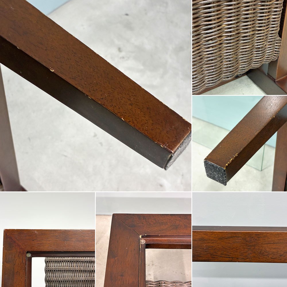 エーフラット a.flat ケイローテーブル KEI low table センターテーブル ガラス天板 ラタン ラバーウッド 定価￥52,360- ◎