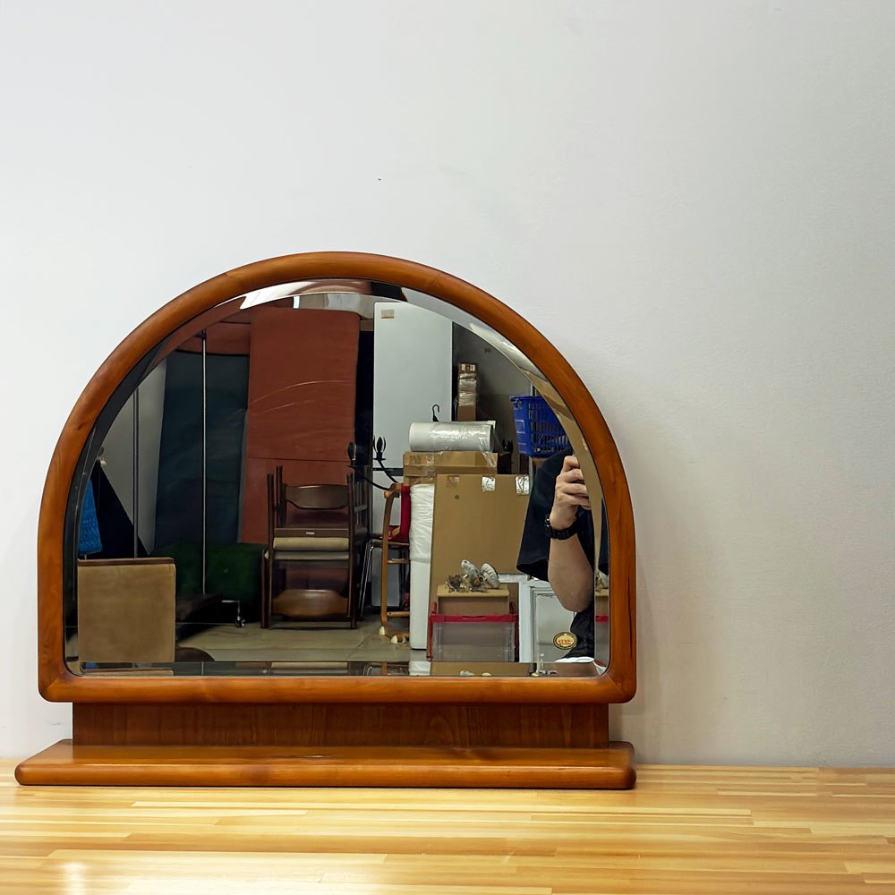 カントリースタイル Country Style ハーフアーチ型 置き型ミラー 木製フレーム 卓上鏡 角度調整可能 シンプルナチュラル ●