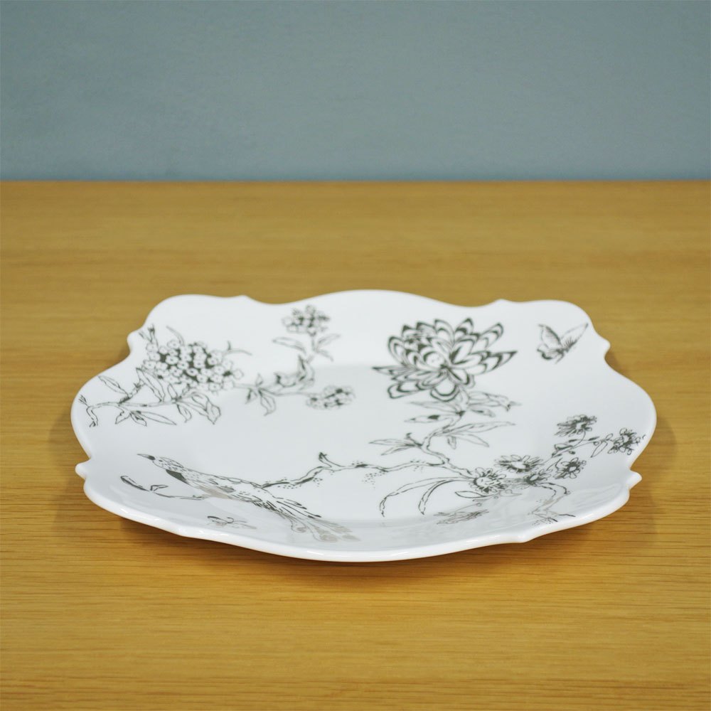 ウェッジウッド WEDGWOOD シノワズリ プラチナ スクエアプレート w23cm ジャスパーコンラン 英国製 B ◎