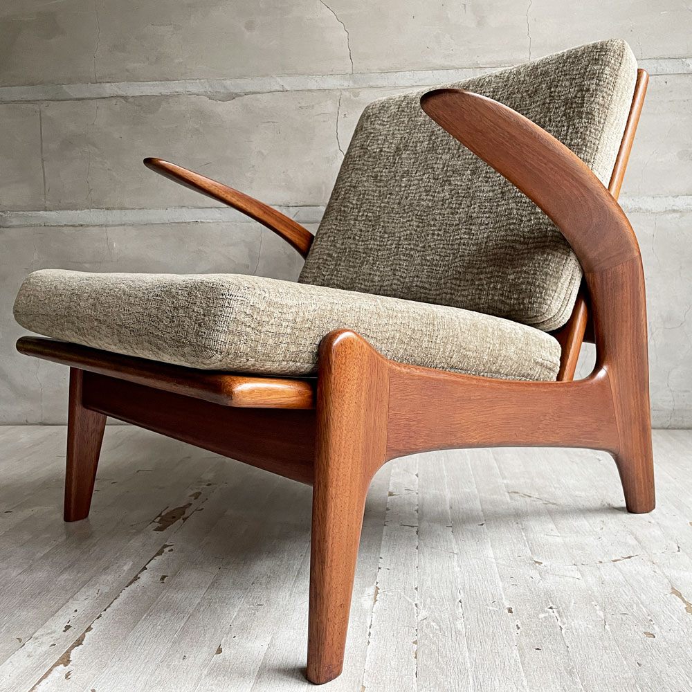 ギムソン＆スレーター Gimson & Slater ローバックラウンジチェア 1Pソファ チーク無垢材 Rolf Rastad & Adolf Relling ワイヤースプリング UKビンテージ ♪
