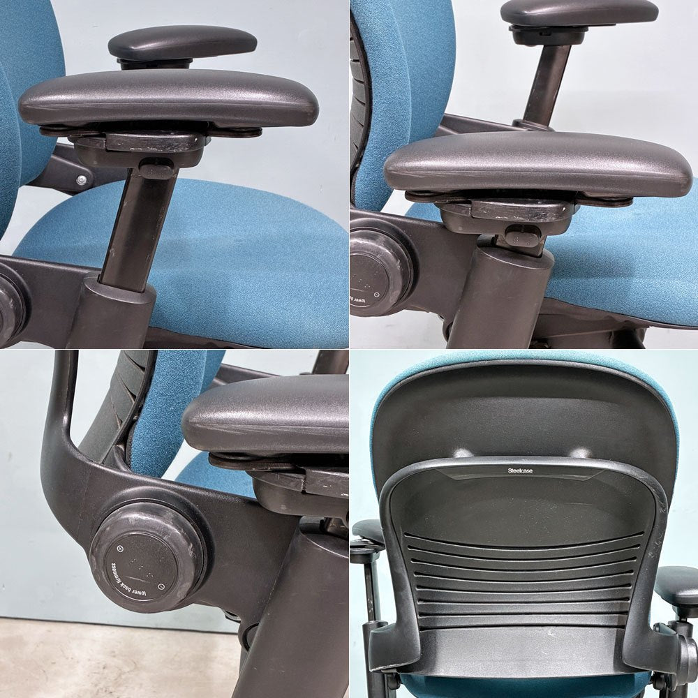 スチールケース Steelcase リープチェア Leap デスクチェア エルゴノミクスチェア 高機能チェア キャスター付き ブルー ファブリック ◎