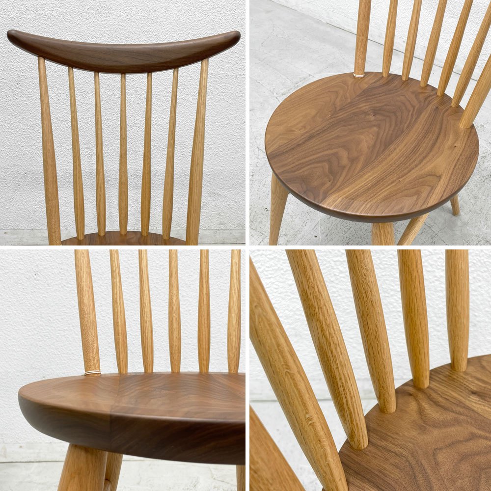高山ウッドワークス ウィンザーキッチンチェア windsor kitchen chair W554 オーク×ウォールナット ウレタン塗装 未使用保管品 E 〓