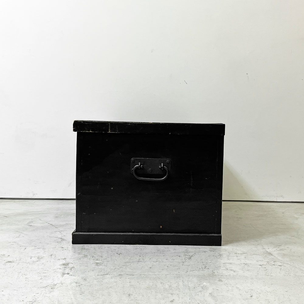 ペインテッド 木製ブランケットボックス 収納ボックス ハンドペイント ブラックカラー ヨーロピアンクラシカルデザイン  ●
