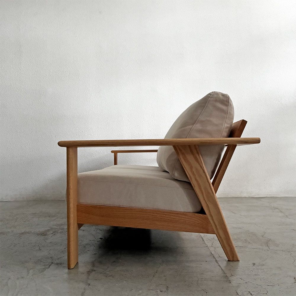 木蔵 BOKURA SP-SOFA01 3人掛けソファ レッドオーク材 W184cm カバーリングファブリック オフホワイト系 定価￥186,890-以上 〓