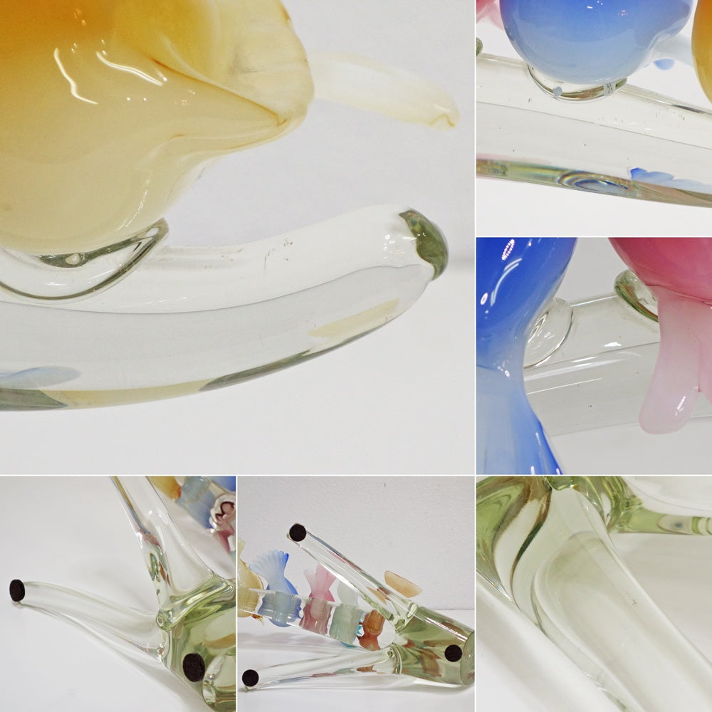 ムラーノガラス Murano 木にとまる鳥 オブジェ 置物 マエストロ ソリッドワーク ホットワーク ガラス工芸 ベネチアングラス イタリア ●
