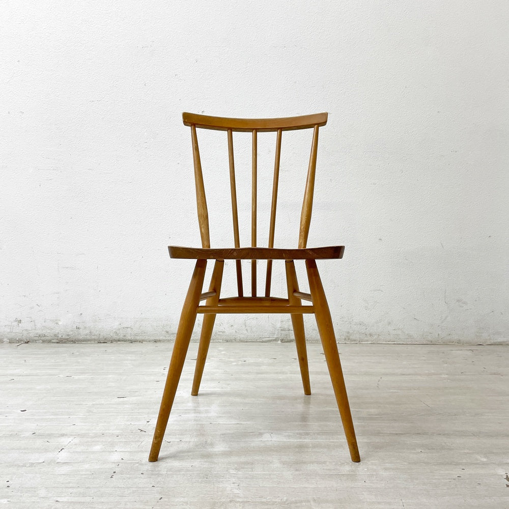 アーコール Ercol スティックバックチェア ダイニングチェア エルム材 UKビンテージ Vintage 英国家具 ●