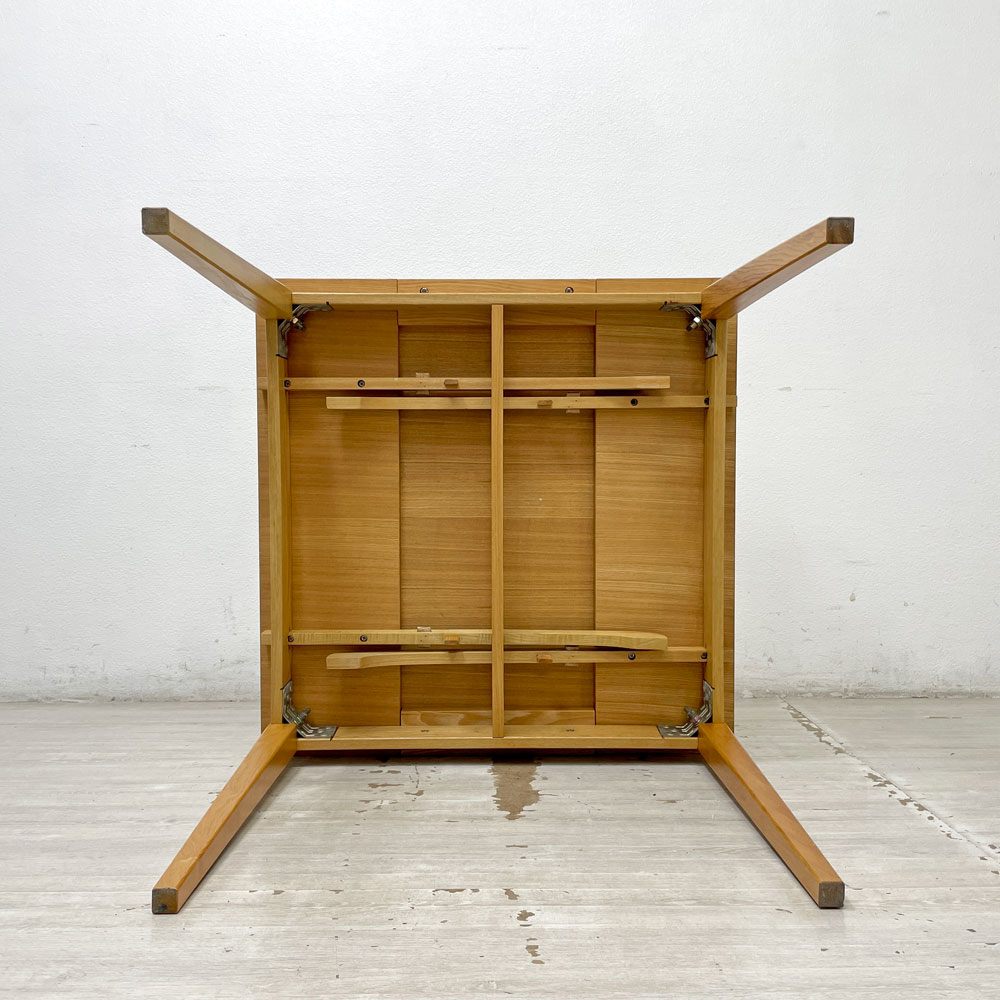 無印良品 MUJI エクステンション ダイニングテーブル 伸長式 オーク材 W85cm ナチュラル 廃番 ●