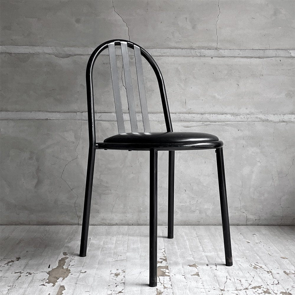 フランスビンテージ French Vintage ステヴァンチェア Stevens Chair モデルC Model C ブラック レザー クッションシート ロベール・マレ＝ステヴァンス 刻印有 B ♪
