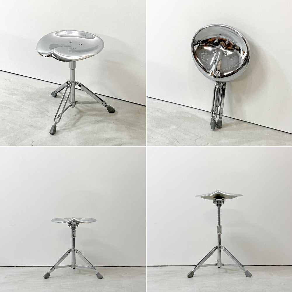ダルトン DULTON X2 ビートスツール BEAT STOOL 回転式 無段階高さ調節 スチール クローム 折り畳み 廃番 D ●