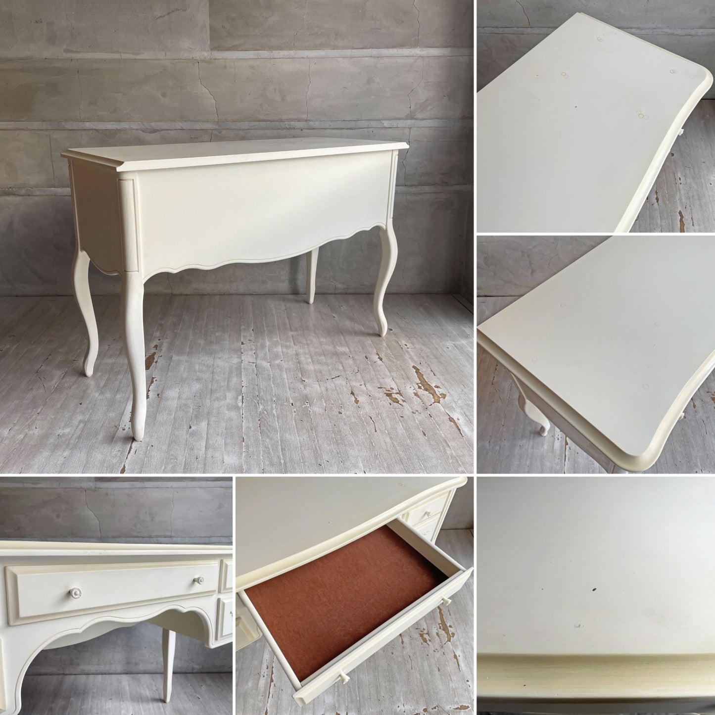 ローラアシュレイ Laura Ashley プロヴァンセル PROVENCALE ドレッシングテーブル デスク 5ドロワー オフホワイトペイント フレンチカントリー 猫脚 参考定価￥174,900- ♪