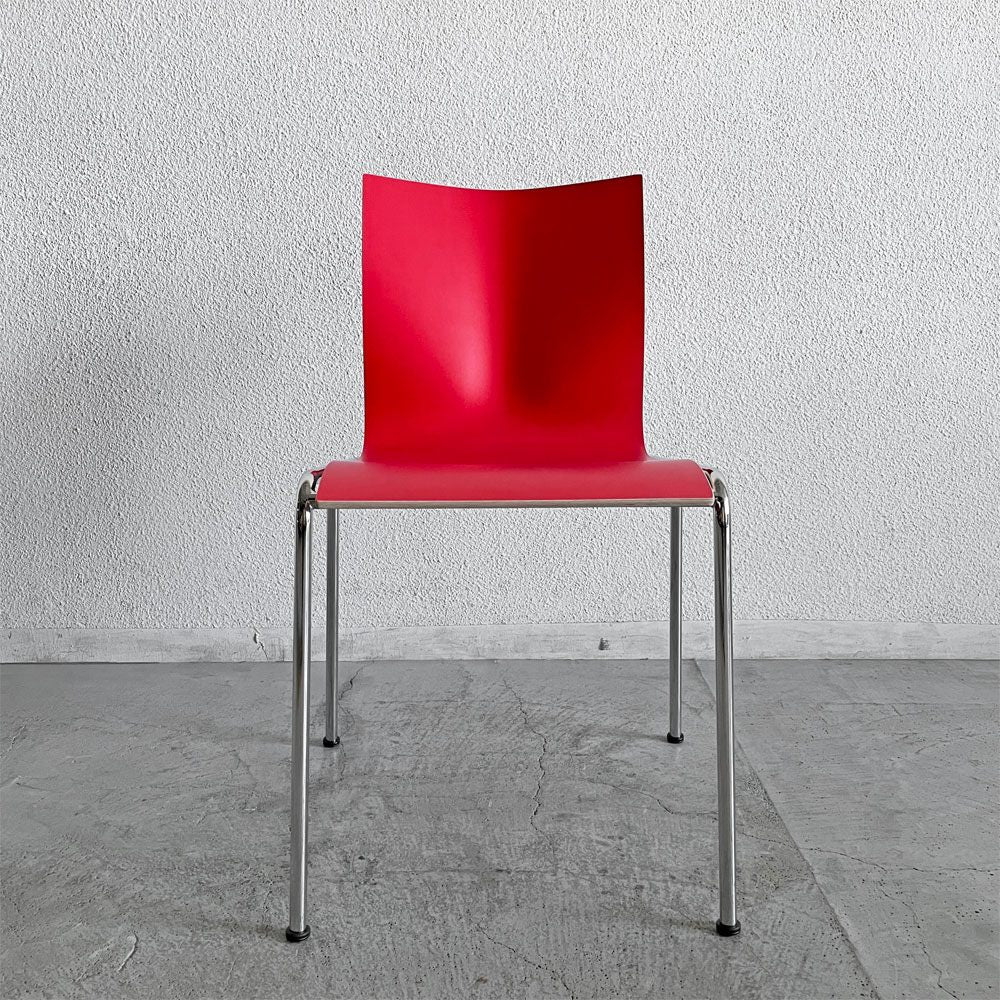 エンゲルブレヒト Engelbrechts チャリック CHAIRIK 101 スタッキングチェア 4本脚 バーチ材 レッド 6脚セット 専用トローリー付 エリック・マグヌッセン 未使用保管品 〓
