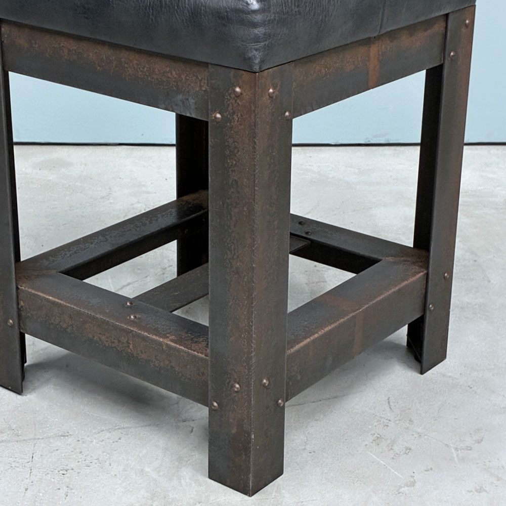 イデー IDEE アイアン スツール  IRON STOOL レザー 焼鋼 店舗什器 インダストリアルデザイン 特注品 B ◎