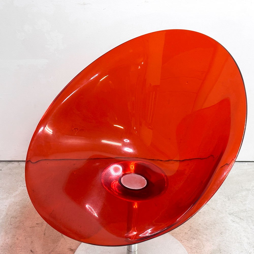 カルテル Kartell エロエス ERO S ダイニングチェア 1本脚 回転式 フィリップスタルク Philippe Starck スペースエイジ イタリアンモダン オレンジレッド ●
