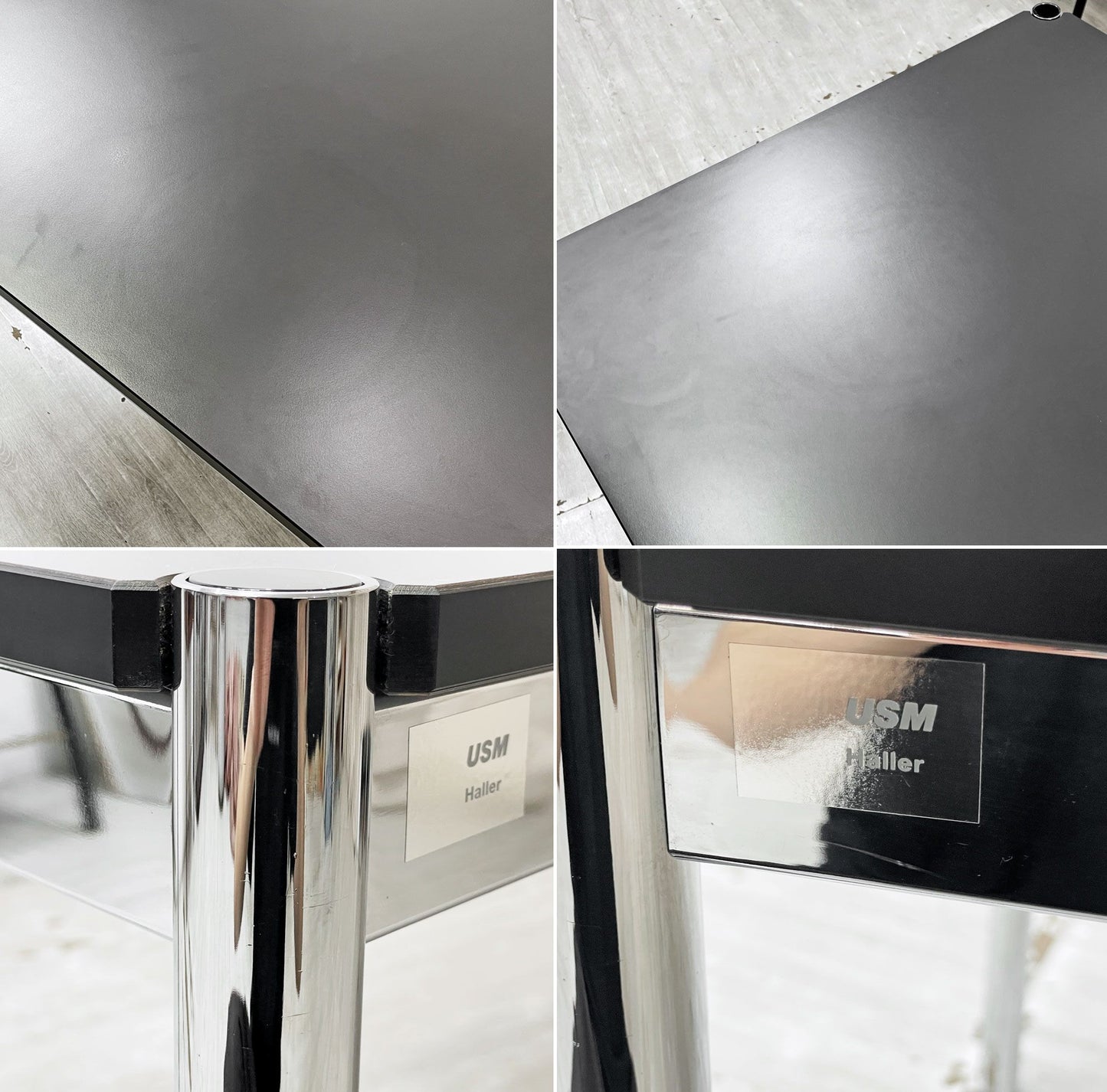 ユーエスエムハラー USMハラー USM Haller モジュラーファニチャー USMハラーテーブル ワーキングデスク ダイニング グラファイトグレー ラミネート天板 アジャスター 高さ調整機能付 スイス A ●