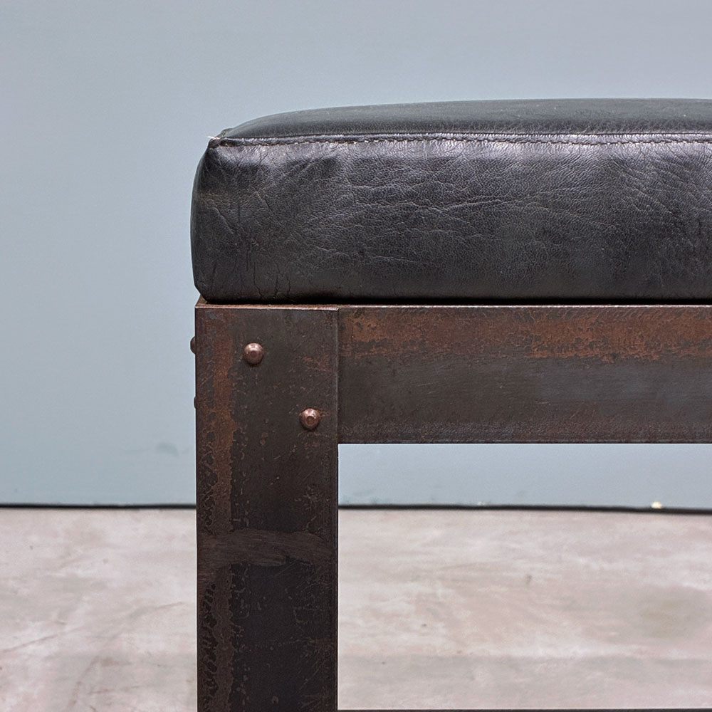イデー IDEE アイアン スツール  IRON STOOL レザー 焼鋼 店舗什器 インダストリアルデザイン 特注品 A ◎