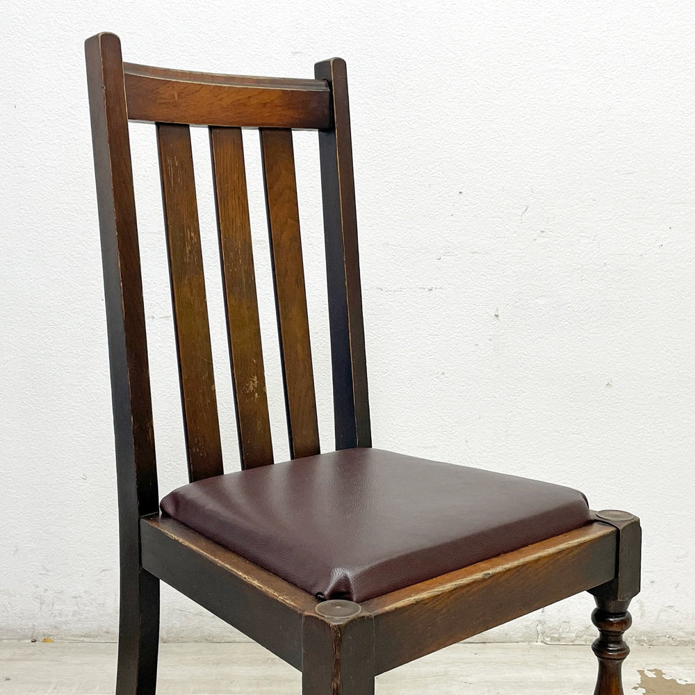 UKビンテージ UK Vintage オーク材 ダイニングチェア ハイバック スピンドルレッグ 英国家具  ●