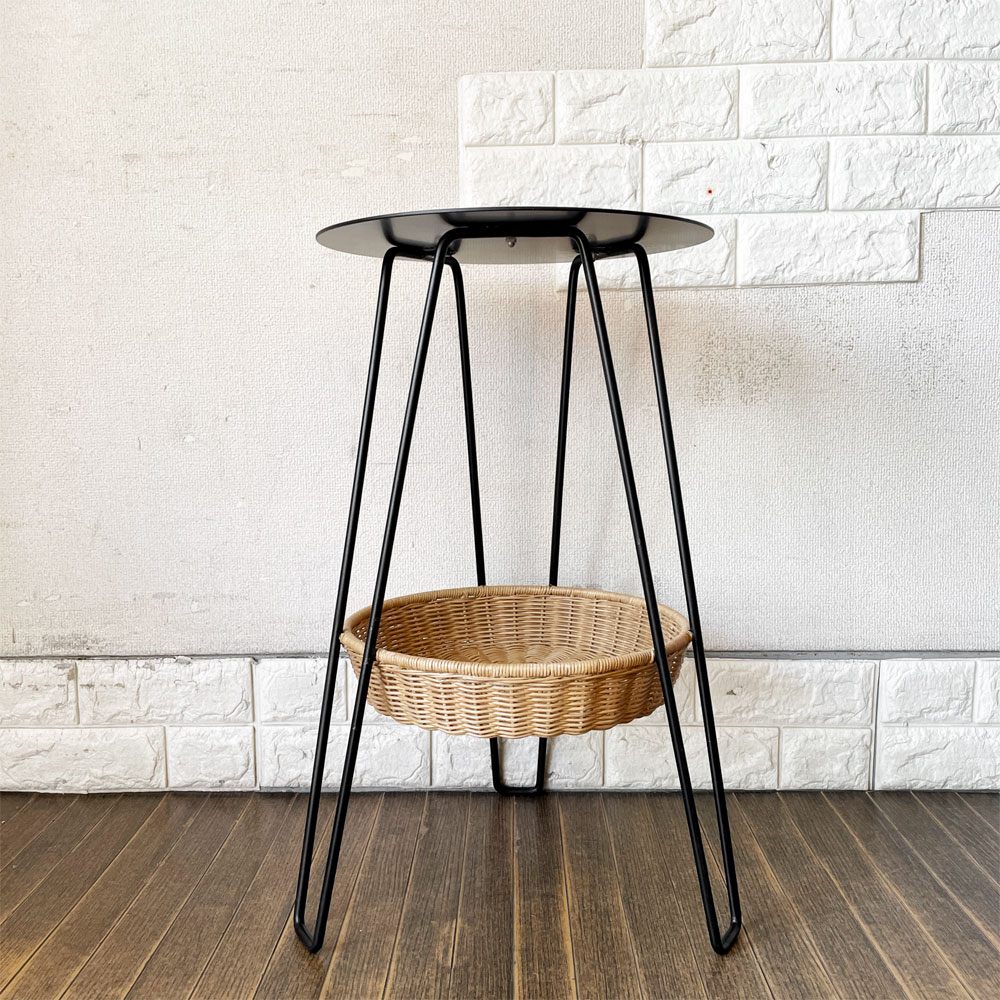 イデー IDEE ワラビー WALLABY SIDE TABLE サイドテーブル ラタン×スチール ブラック H60cm ナチュラルモダン 廃番サイズ ◎