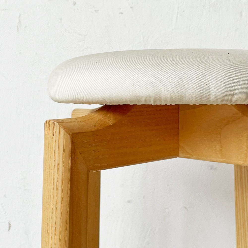 匠工芸 TAKUMI マッシュルームスツール MUSHROOM ハイスツール Lサイズ ファブリック座面 ホワイトアッシュ材 旭川家具 定価￥25,300- A ★