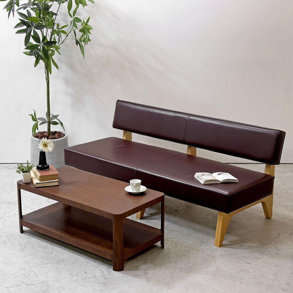 イデー IDEE ソリッドベンチ SOLID BENCH ソファ 2人掛けソファ 長椅子 W150cm PVCレザー ワインレッド アッシュ材フレーム 参考価格￥199,900～ ●