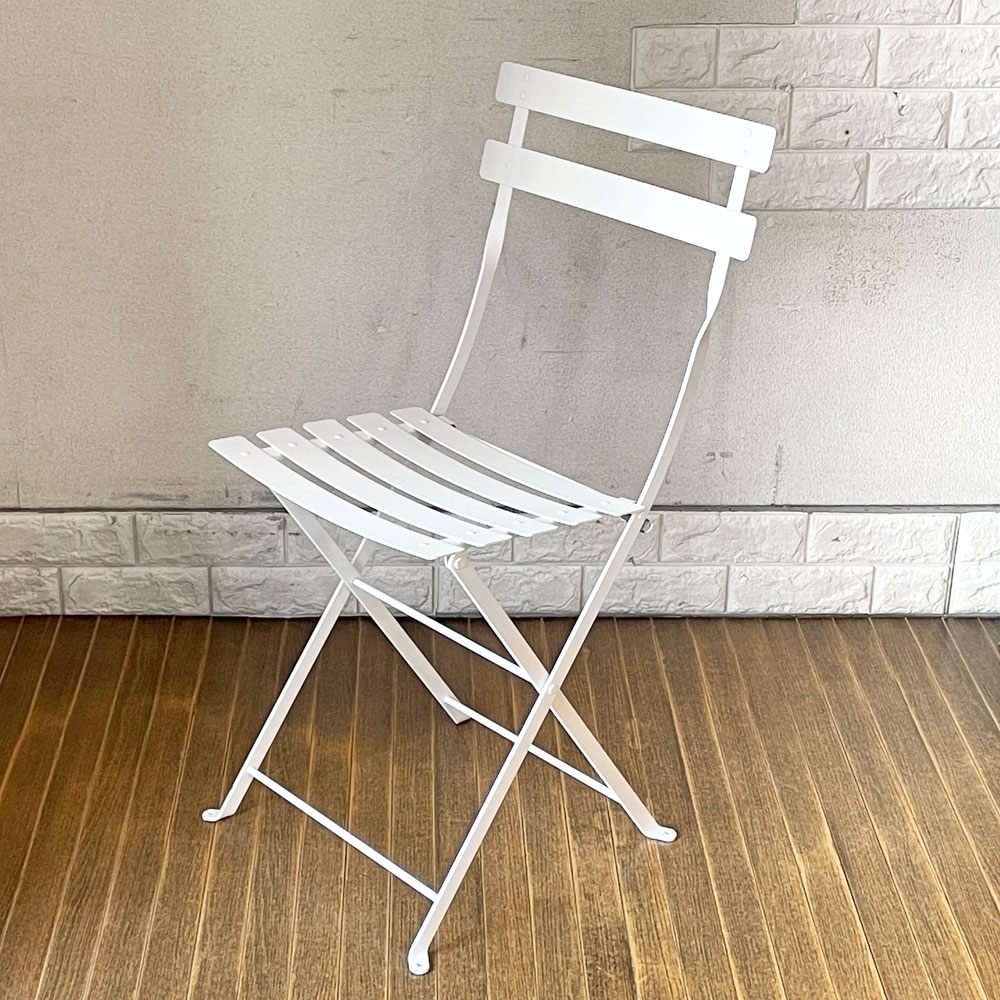 フェルモブ Fermob ビストロ BISTRO メタルチェア METAL CHAIR フォールディング ガーデンチェア ホワイト 折りたたみ フランス 定価￥18,700- グライズ欠品  B ◎