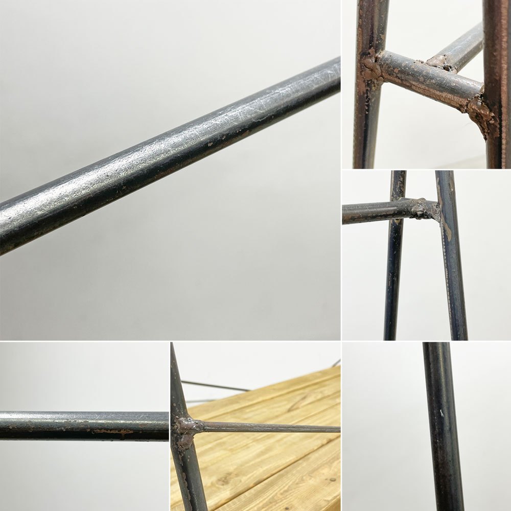 インダストリアルデザイン Industrial Design スチール製 ハンガーラック ウッド収納棚付き ブラック シャビーシック 店舗什器 ●