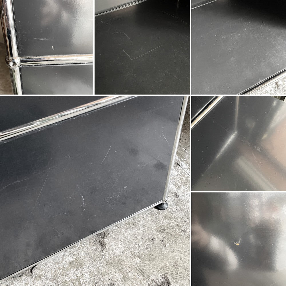 ユーエスエムハラー USMハラー USM Haller モジュラーファニチャー キャビネット シェルフ 1列3段 グラファイトブラック ドロップダウンドア×1 鍵付き スイス モダン 定価￥213,864- ■