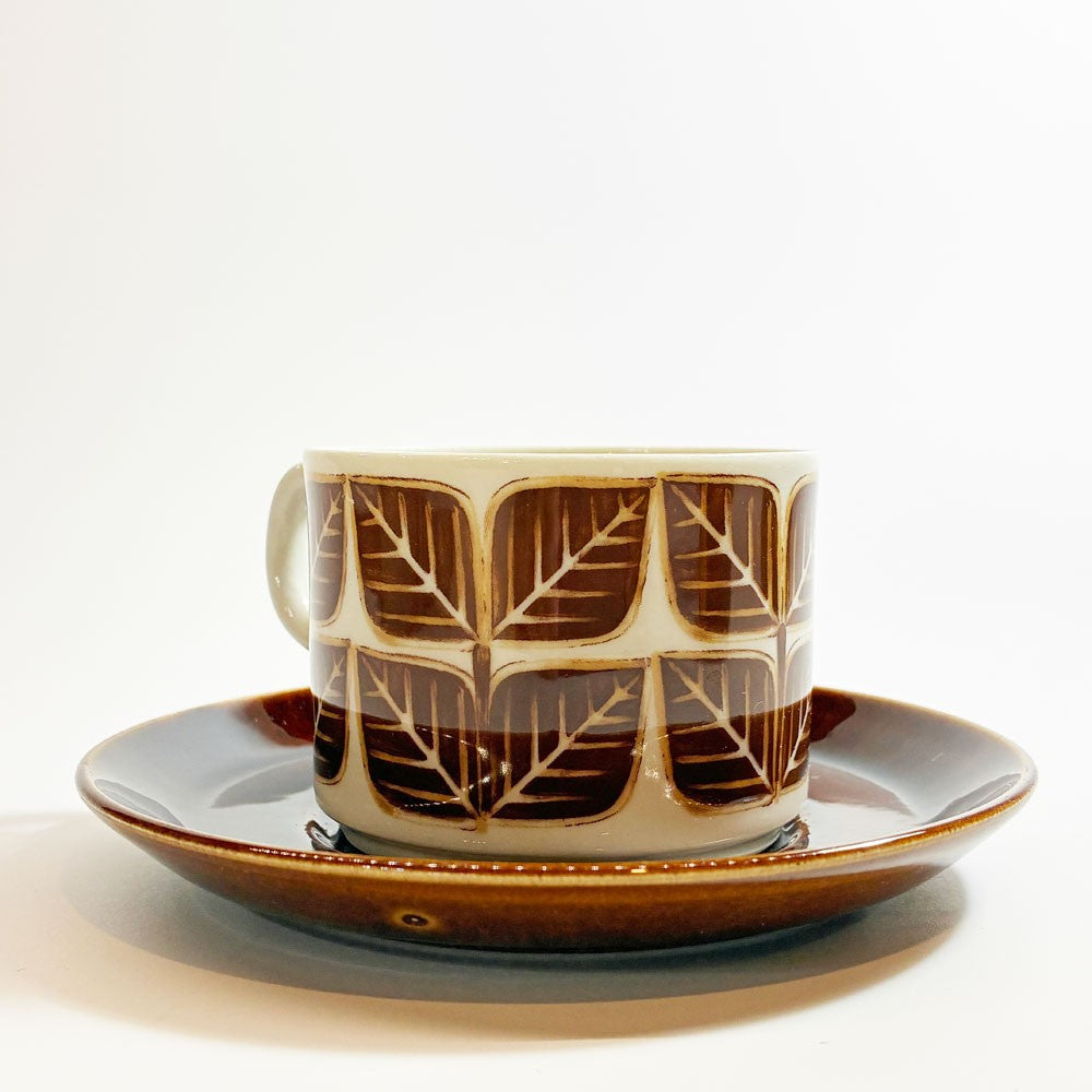Gefle ゲフレ / Upsala Ekeby ウプサラエクビー ブルント ブラッド Brunt blad コーヒーカップ＆ソーサー ビンテージ スウェーデン 北欧食器 ★