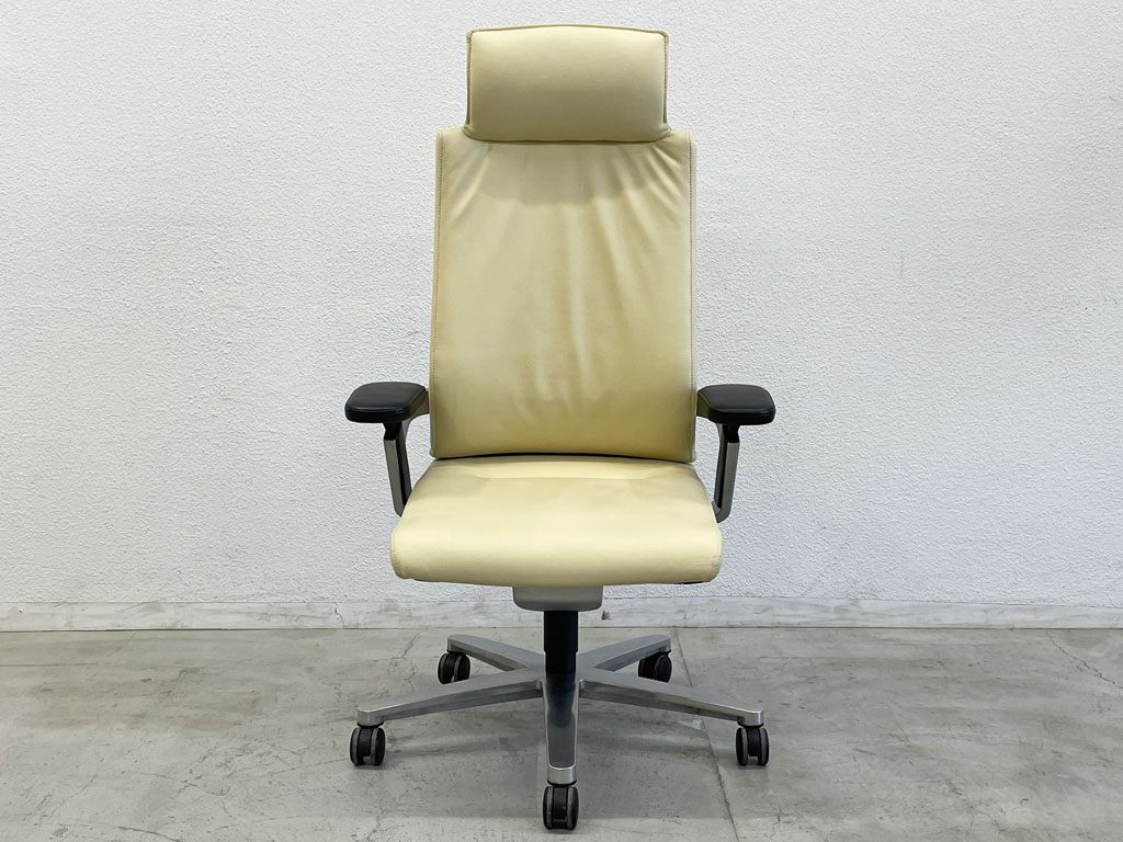 ウィルクハーン Wilkhahn オン チェア ON Chair ハイバック アームチェア 総本革 ヘッドレスト付 オフィスチェア グッドデザイン賞 C  〓