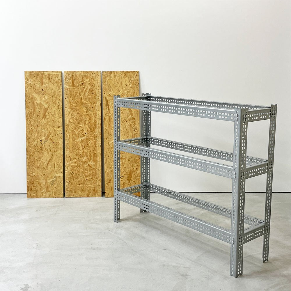 リオン LYON アングルシェルフ SLOTTED ANGLE SHELF 3段 オープンシェルフ OSB材 スチール オーダーサイズ P.F.S.取扱 ●