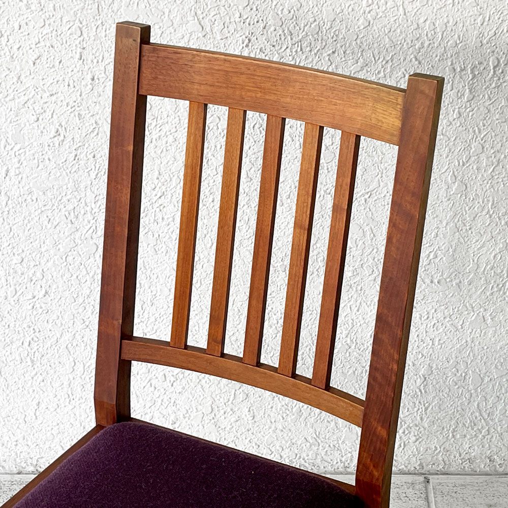 北の住まい設計社 KITANOSUMAISEKKEISHA ミッションチェア Mission chair アームレスチェア ダイニングチェア 張座 ファブリック張替済み チェリー無垢材 廃番◇