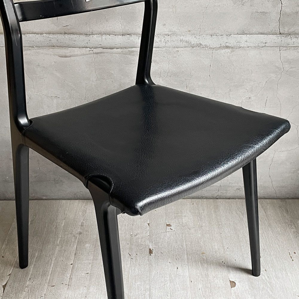 天童木工 TENDO インパラチェア Impala Chair ダイニングチェア ブラック レザー 本革 佐々木敏光 ジャパニーズミッドセンチュリーモダン A  ♪