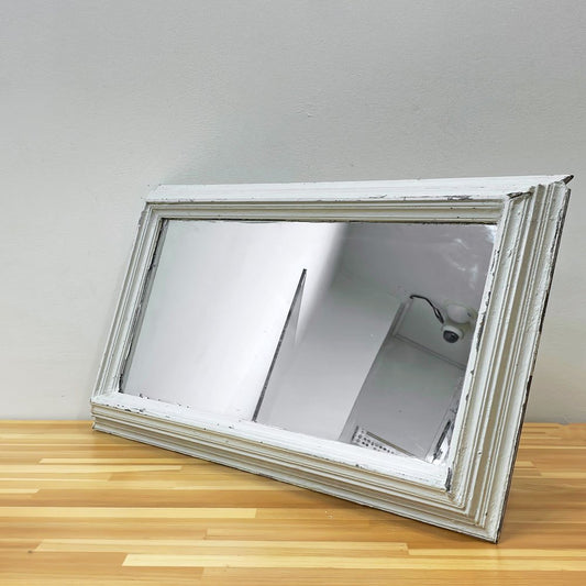 ビンテージ vintage ペインテッド ミラー ウォールミラー 壁掛け 鏡 ホワイト シャビーシック ●
