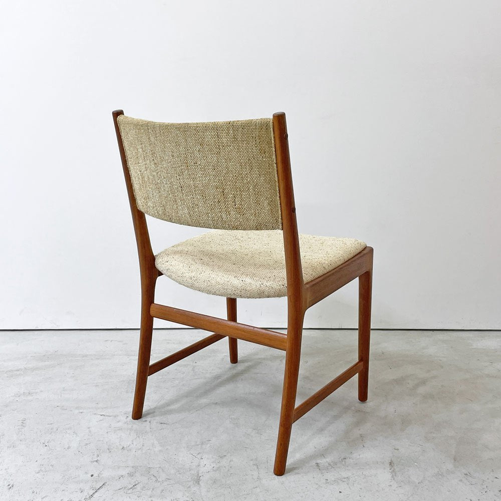 北欧ビンテージ Scandinavian Vintage チーク無垢材 ダイニングチェア ファブリック ベージュ系 ミッドセンチュリー B ●