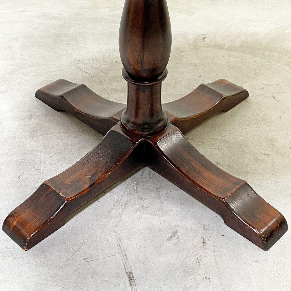 クラシカルデザイン Classical Design ダイニングテーブル ラウンド Φ90cm 木製 ダークブラウン 一本脚 レトロ家具 ●