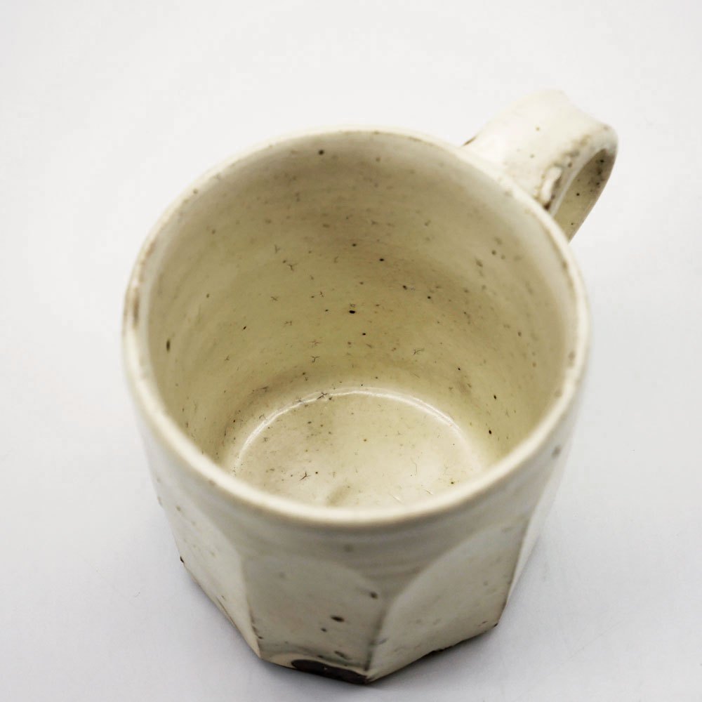 花岡隆 粉引 面取 マグカップ H6.3cm 小 ツヤ無し 現代作家 A ●