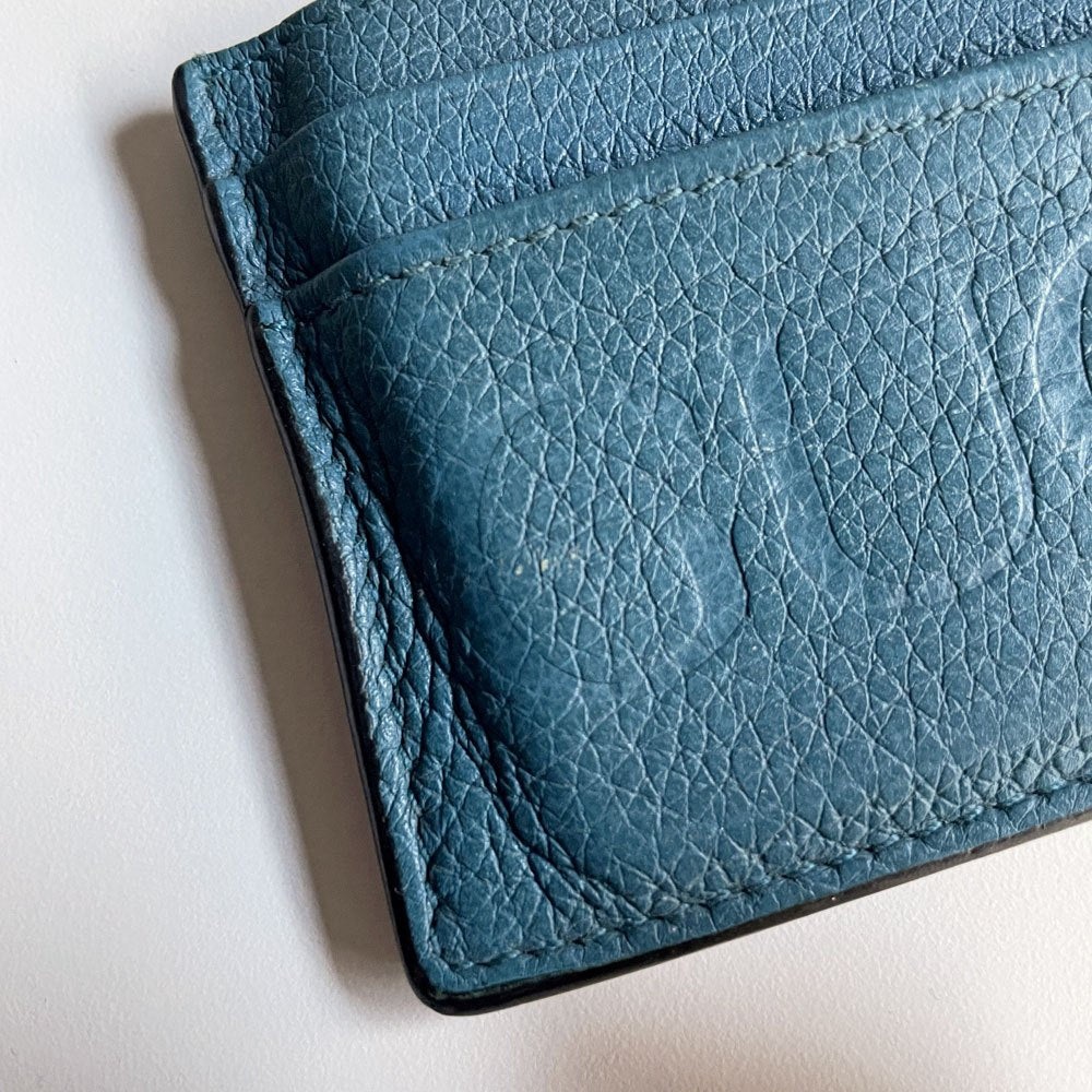 グッチ GUCCI エンボスロゴ カードホルダー カードケース ICケース レザー ブルー ♪