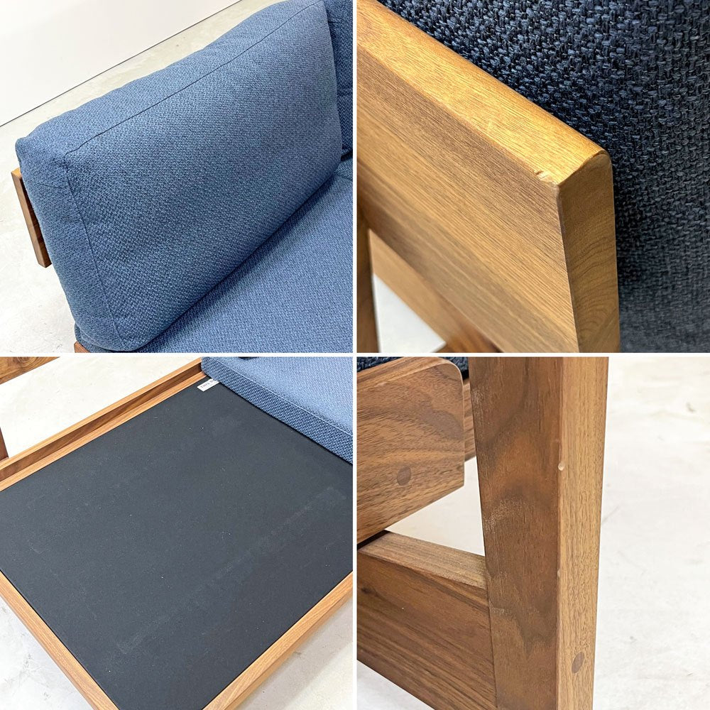 マスターウォール MASTERWAL コモンルーツ COMMON ROOTS ブリッジソファ BRIDGE SOFA 2シーター 160 ファブリックシート ブルーベリー ウォールナット無垢集成材 ●