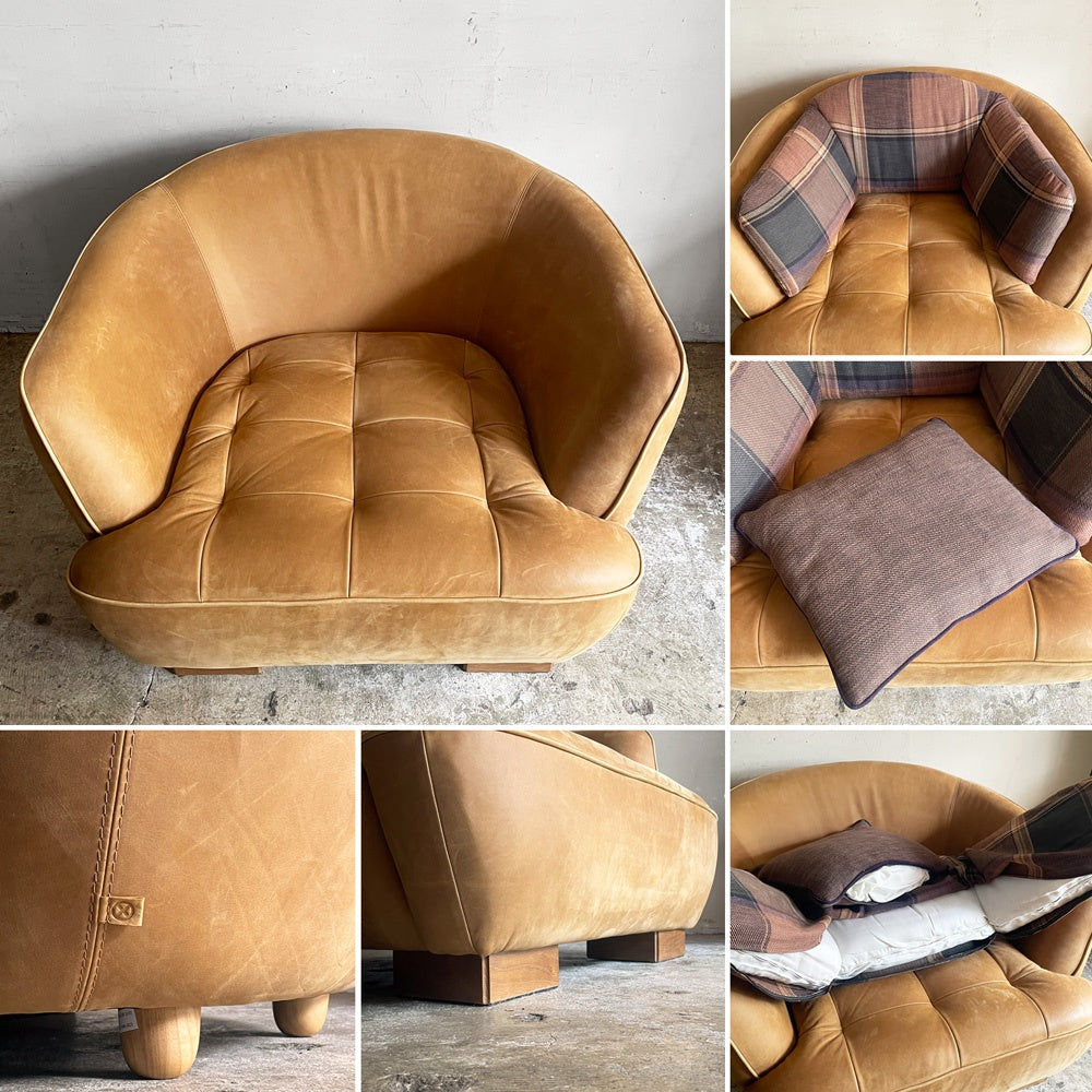 クラッシュゲート CRASH GATE タブレザーワークス tabu Leather Works オピアム 1P ソファ OPIUM SOFA キャメル オイルレザー 定価 ￥242,000- ■