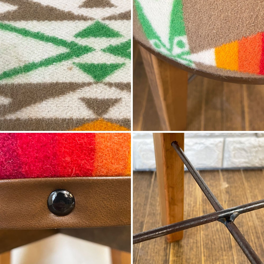 ペンドルトン PENDLETON  ウッディ ハイチェア Woody High Chair スツール Pilot Rock ウール生地 パイン無垢材 定価￥25,300- ◎