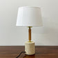 アートワークスタジオ ART WORK STUDIO モノリステーブルランプ Monolith-table lamp AW-0600 ホワイト 大理石ベース オーク無垢材 真鍮 ファブリック モダンデザイン 箱付き 美品 A ●
