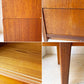 スウェーデンビンテージ Swedish Vintage チーク材 キャビネット シェルフ ハイタイプ 4スライドドア＋7ドロワー デスク W136cm 鍵付き 北欧 ★