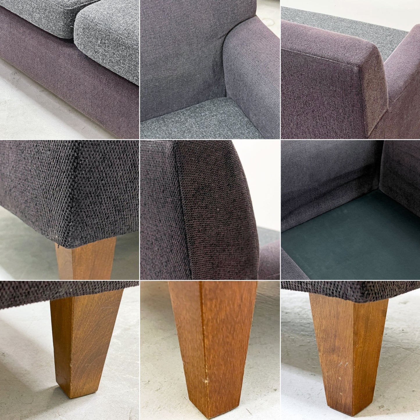 パシフィックファニチャーサービス Pacific Furniture Service P.F.S スタンダードA STANDARD A 2シーターソファ 2Pソファ パープル × グレー 座面張替品 ●