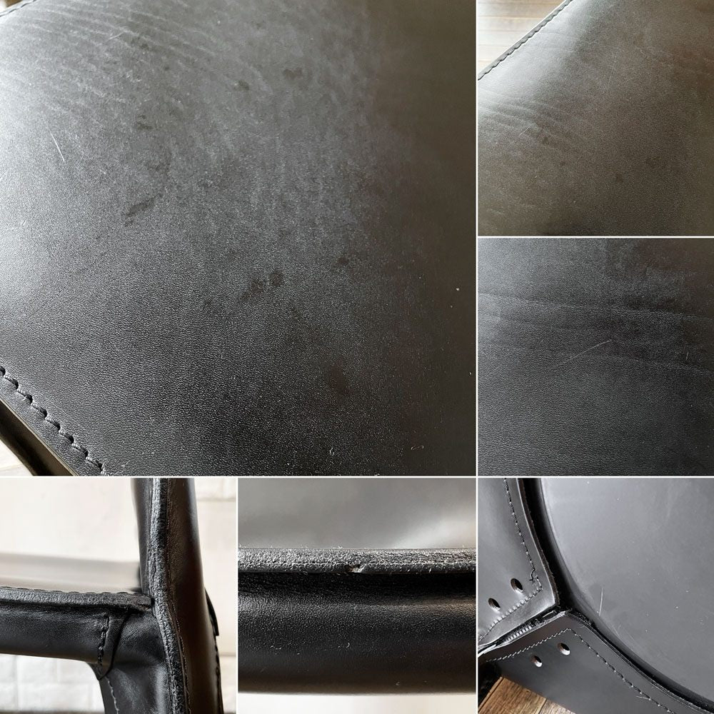 カッシーナ Cassina キャブチェア 412 CAB アームレス 本革 ブラック マリオ・ベリーニ イタリア モダンデザイン 定価￥308,000- ◎
