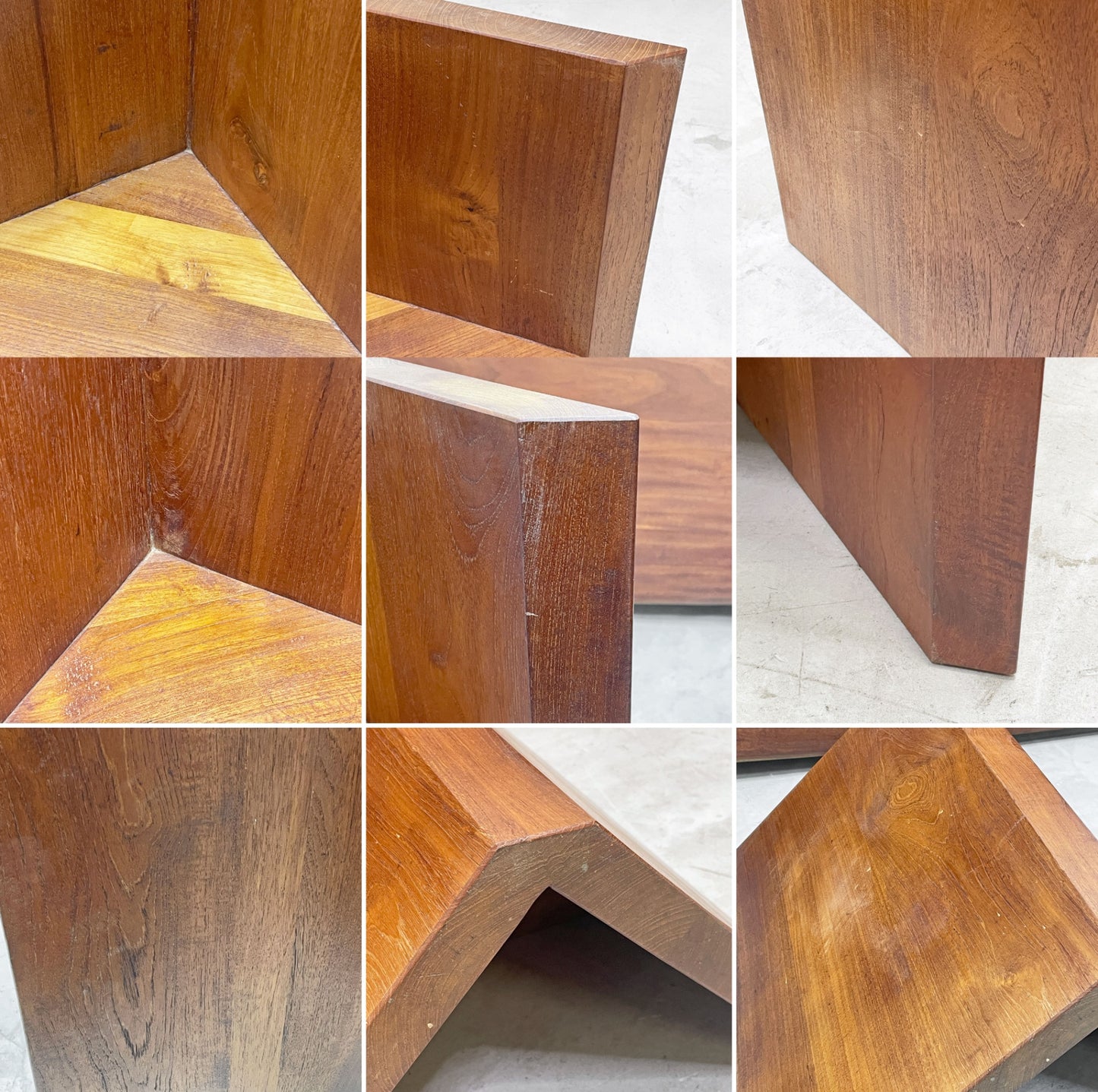 BC工房 無垢材 ダイニングテーブル LDテーブル センターテーブル兼用 三角脚 マホガニー天板 チーク脚 W185cm クラフト家具 ●