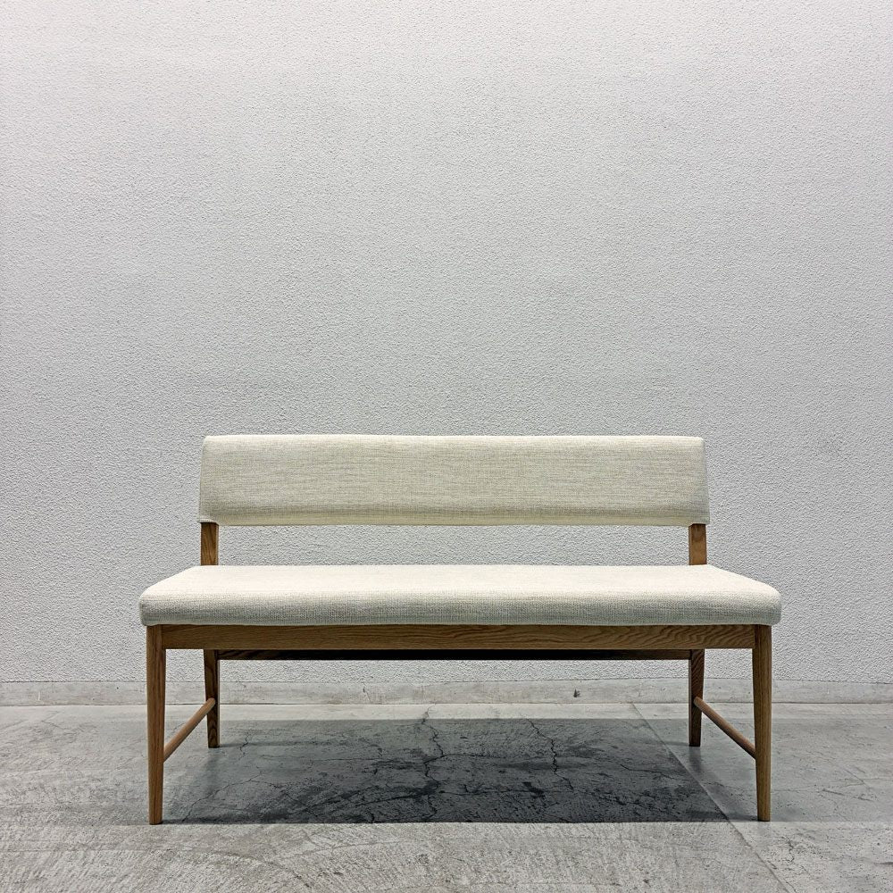 IDC大塚家具 OTSUKA フィル2 Fill 2 ベンチ 背付きタイプ オーク材 カバーリングファブリック オフホワイト系 W121cm 廃番 B 〓