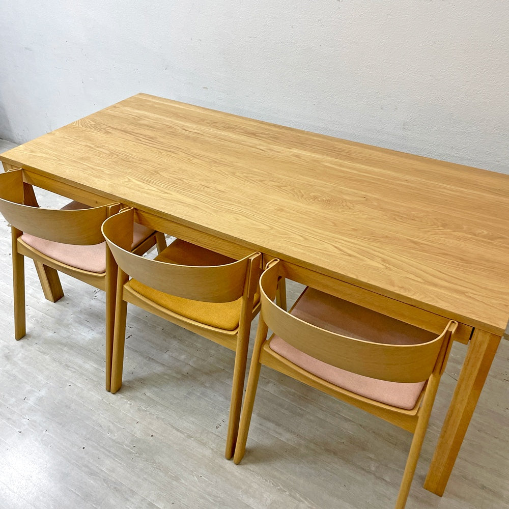 無印良品 MUJI 木製テーブル ダイニングテーブル オーク無垢集成材 引き出し3杯付 Ｗ180cm 参考定価99,900円 ●