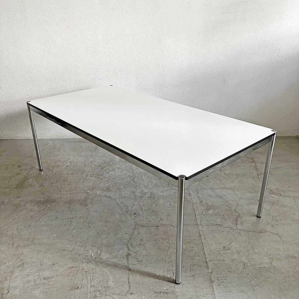 ユーエスエムハラー USM Haller ハラーテーブル パールグレーラミネート（ホワイト） W200×D100cm 高さ調節機能＆調整リング付 スイス 〓