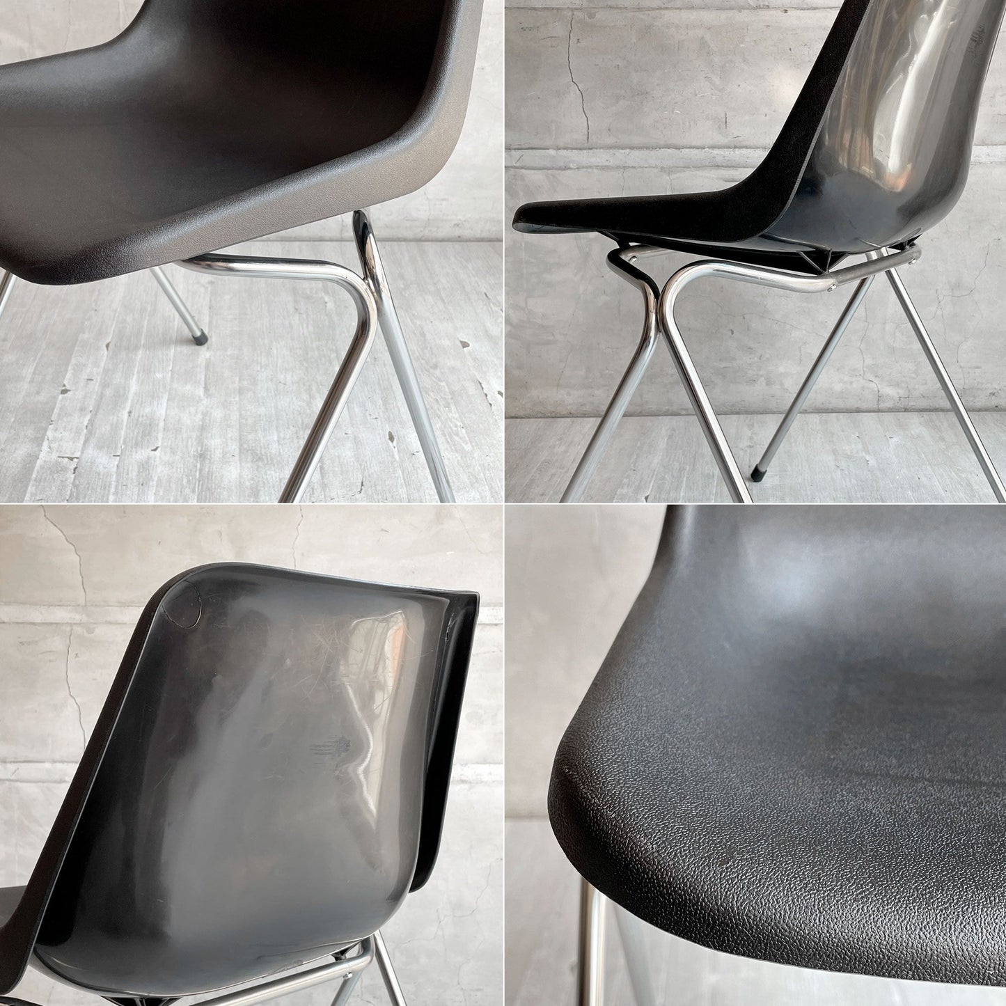 ヒリー HILLE ポリサイドチェア POLYSIDE CHAIR ロビン・デイ ROBIN DAY クローム Chrome ブラック イギリス ♪