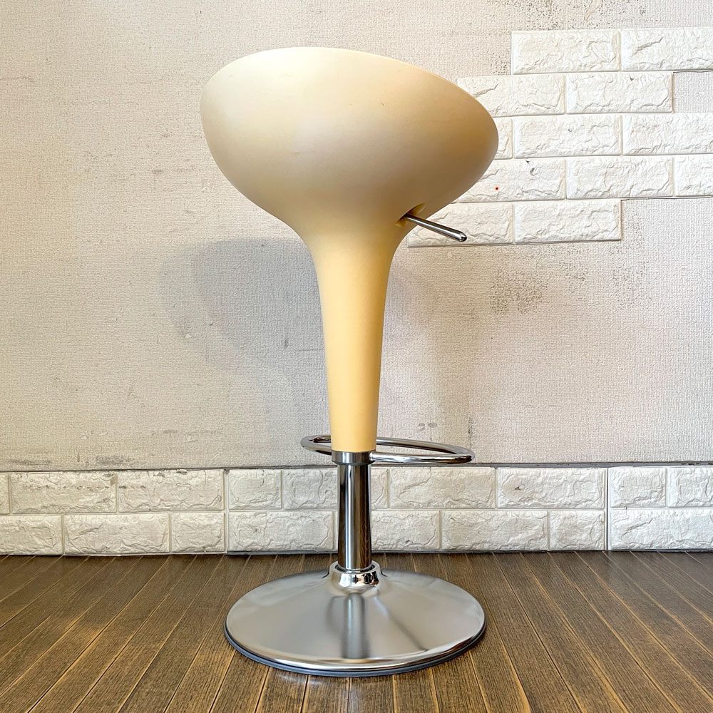 マジス MAGIS ボンボ BOMBO STOOL カウンタースツール ホワイト ABS樹脂 スチール クロムメッキ仕上げ 昇降式 ステファノ・ジョバンノーニ イタリアモダン 定価￥144,100- B ◎